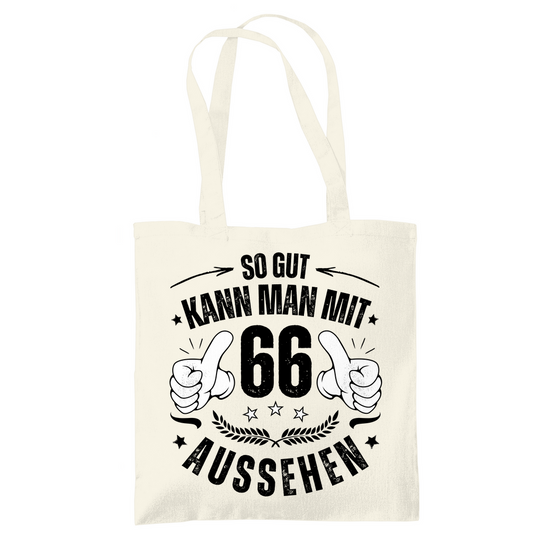 Tragetasche "So gut kann man mit 66 aussehen"