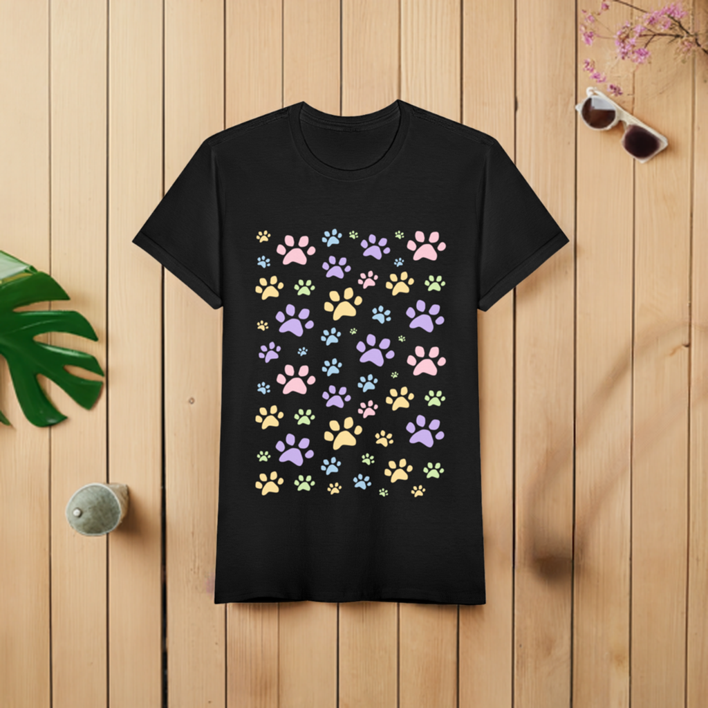 Frauen T-Shirt "Hundepfoten Muster"