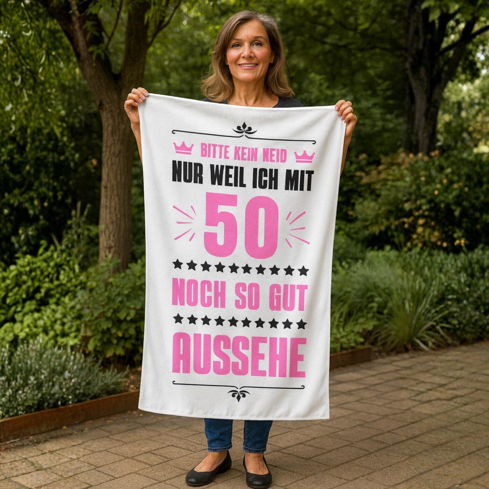 Sport-Handtuch zum 50. Geburtstag für Frauen (140x70cm)