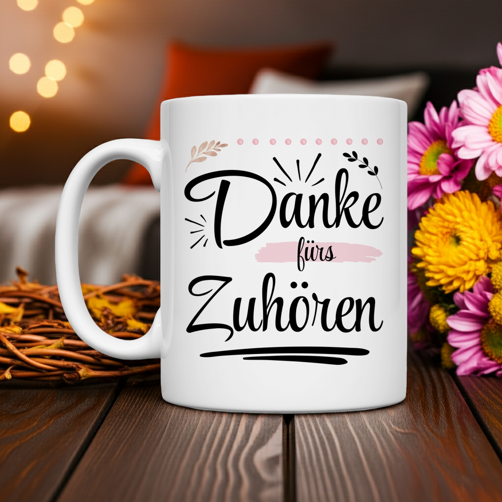Tasse "Danke fürs Zuhören" Lifestylebild