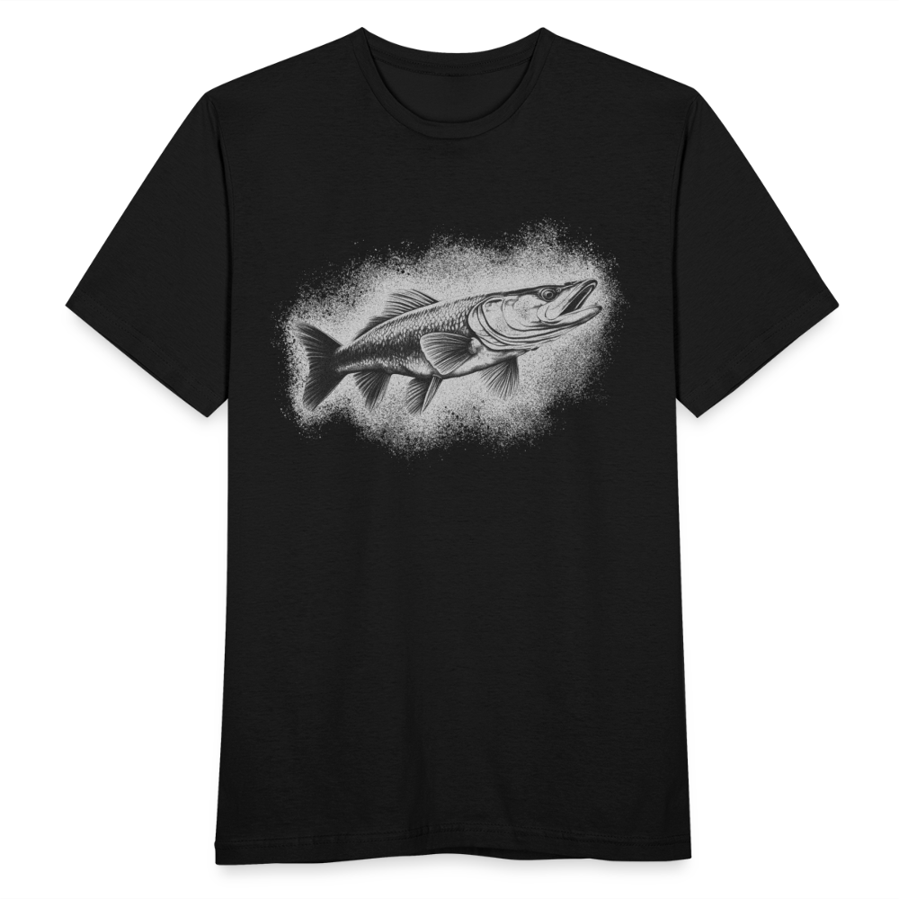 Männer T-Shirt "Hechtfisch-Motiv" - Schwarz
