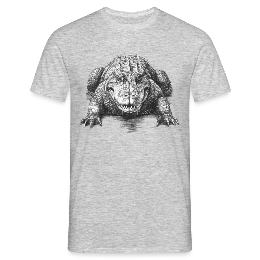 Männer T-Shirt "Realistischer Krokodil" - Grau meliert