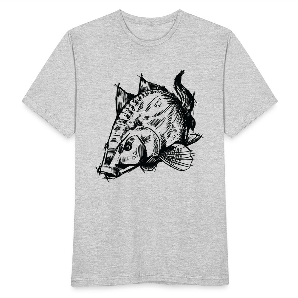Männer T-Shirt "Fisch im Skizzen-Stil" - Grau meliert
