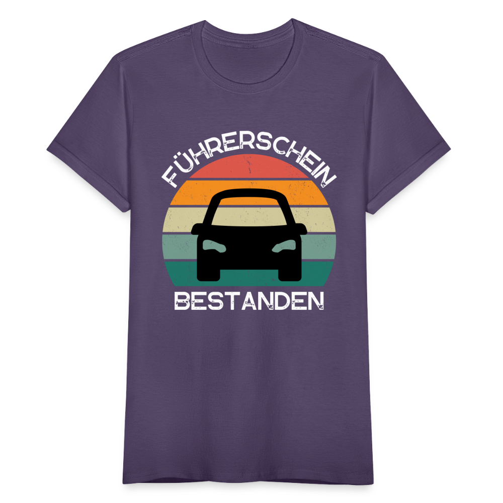 Frauen T-Shirt "Führerschein bestanden" (Sonnenuntergang) - Dunkellila