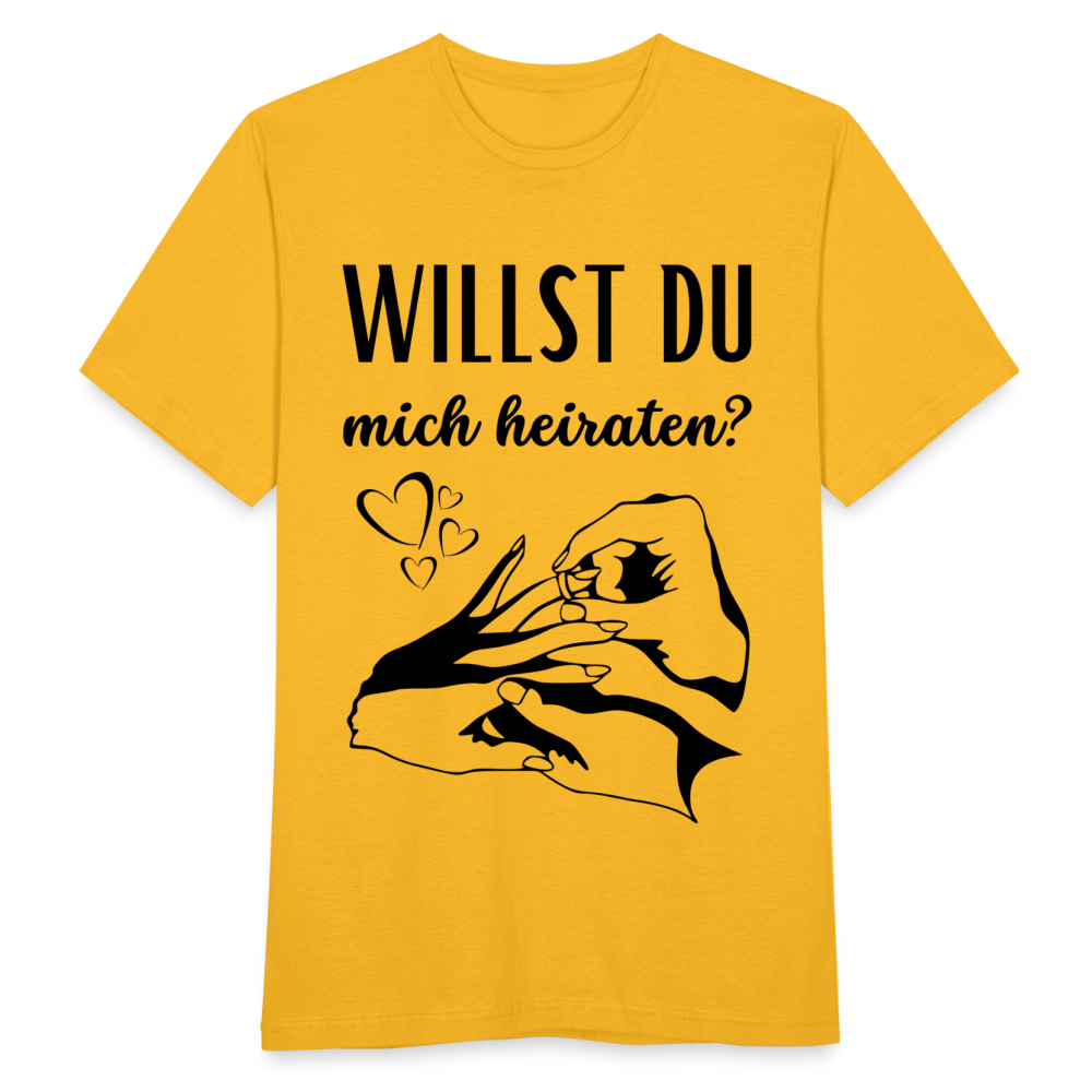 Männer T-Shirt "Willst du mich heiraten?" (Ring an den Finger) - Gelb