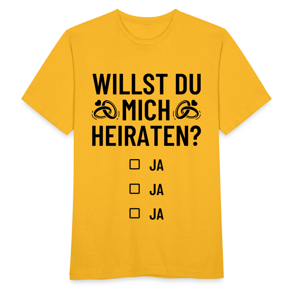 Männer T-Shirt "Willst du mich heiraten?" (Ja, ja, ja) - Gelb