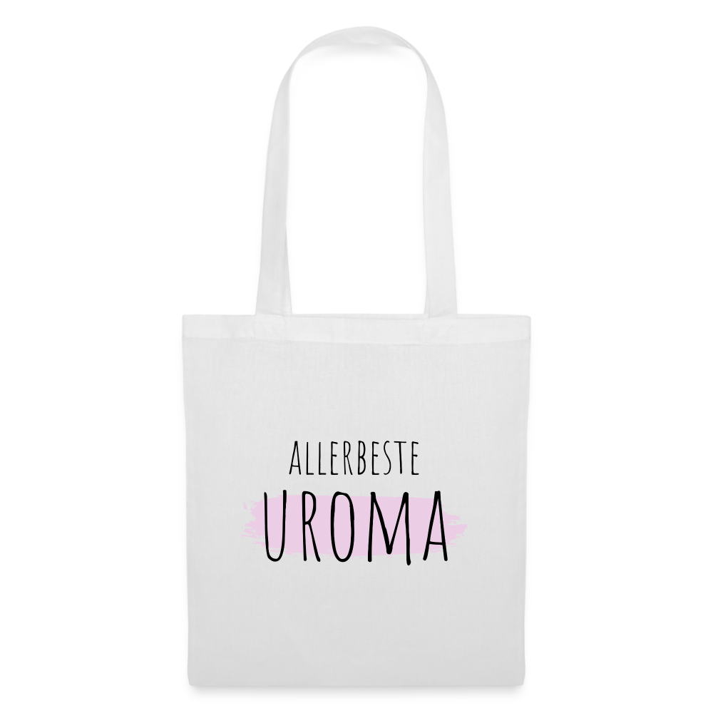 Stoffbeutel "Allerbeste Uroma" (Hintergrundmotiv) - weiß