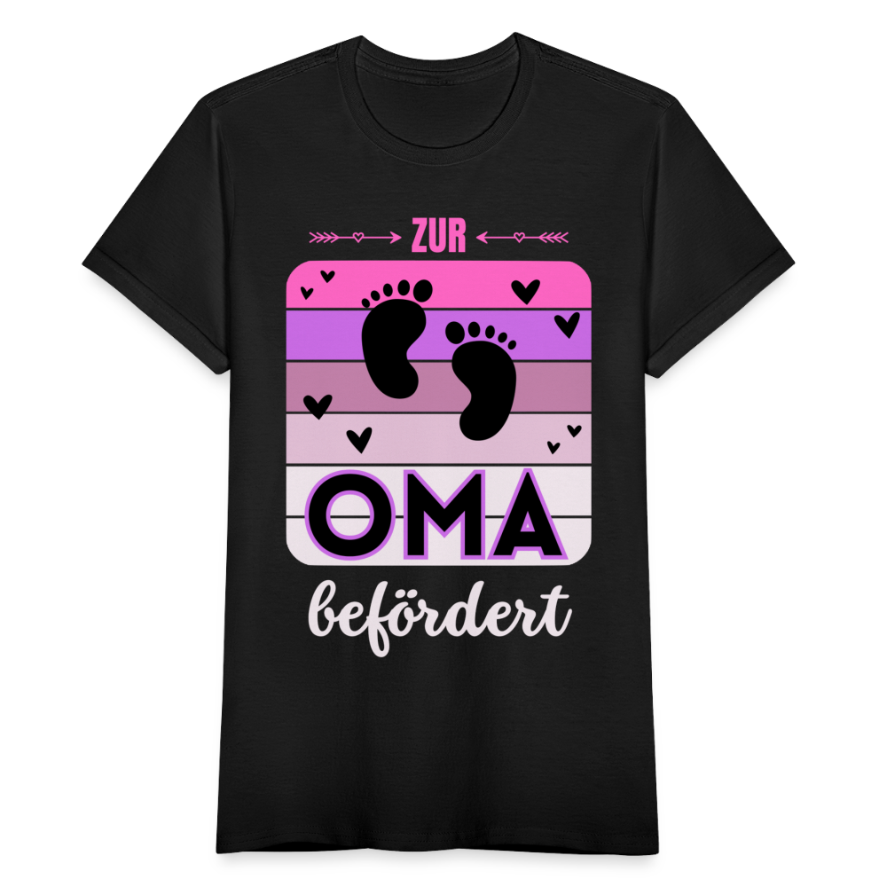 Frauen T-Shirt "Zur Oma befördert" - Schwarz