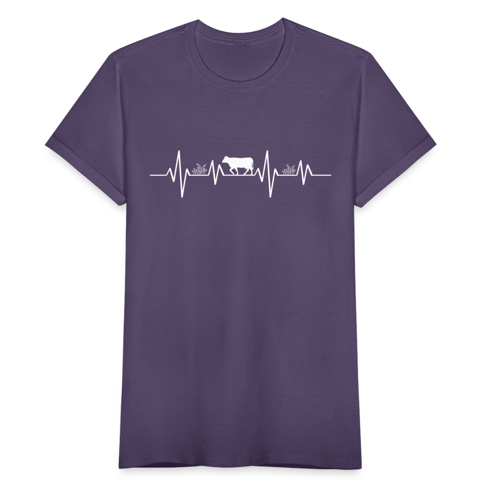 Frauen T-Shirt "Kuh Herzschlag-Motiv" - Dunkellila