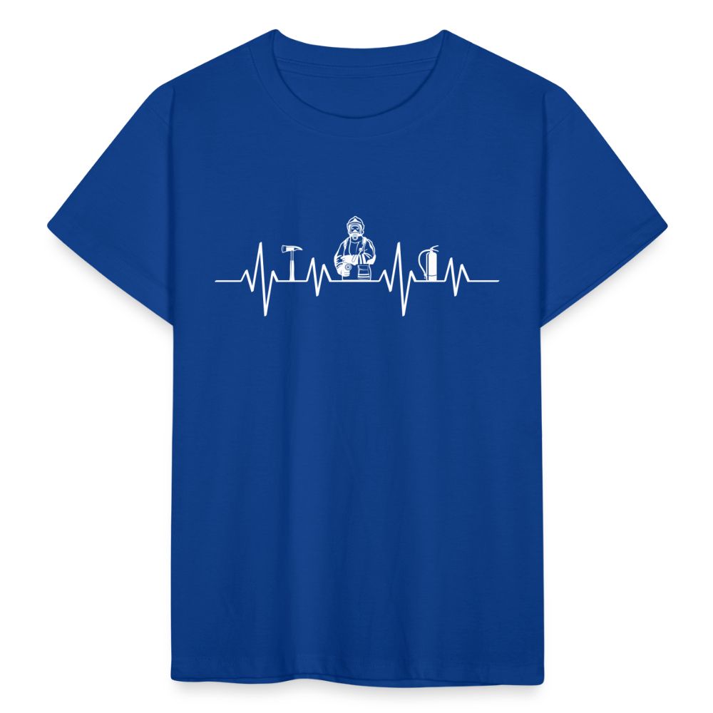 Kinder T-Shirt "Herzschlag Feuerwehrmotiv" - Royalblau