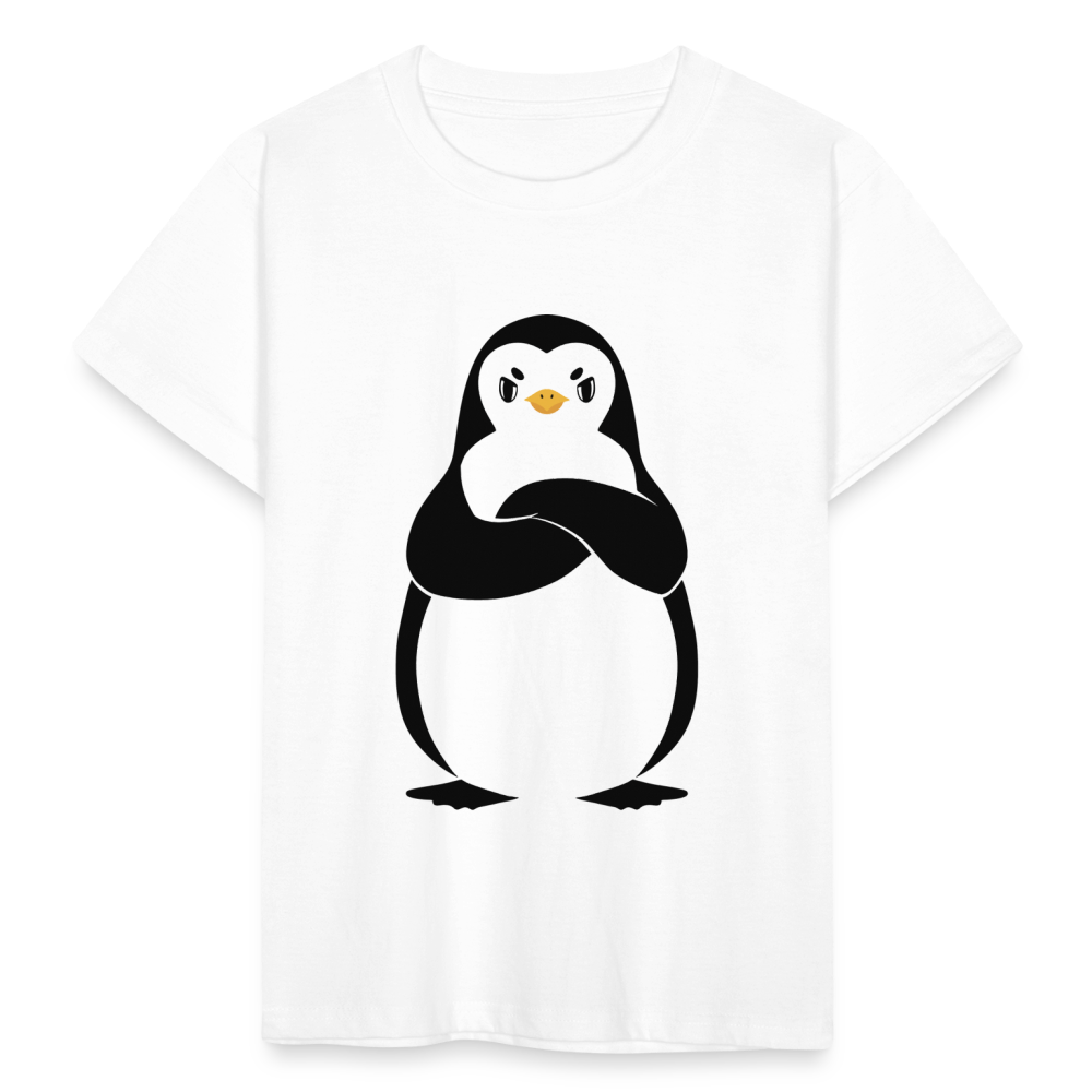 Kinder T-Shirt "Pinguin mit coolem Blick" - weiß