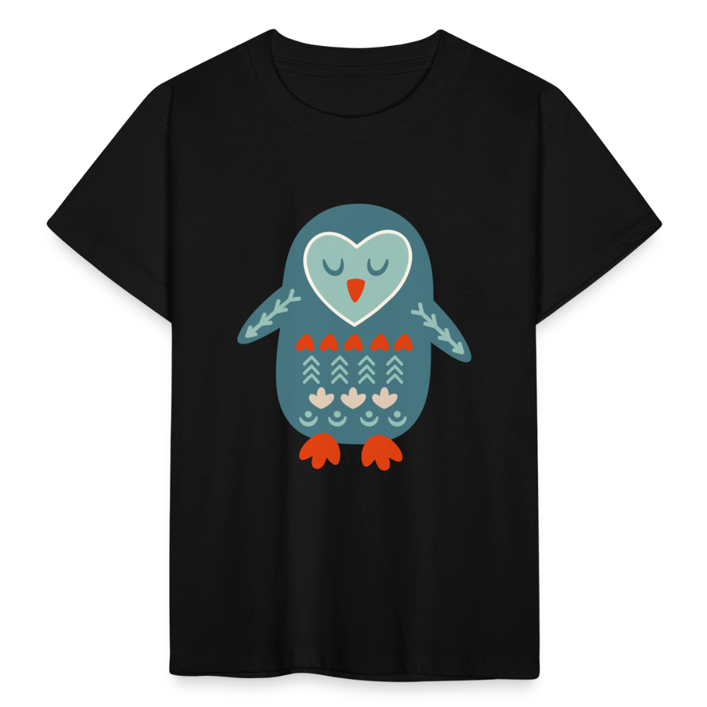 Kinder T-Shirt "Kreativer Pinguin" - Schwarz