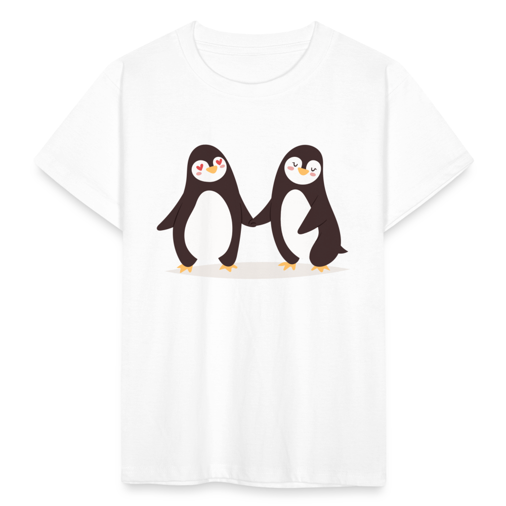 Kinder T-Shirt "Pinguin Pärchen" - weiß