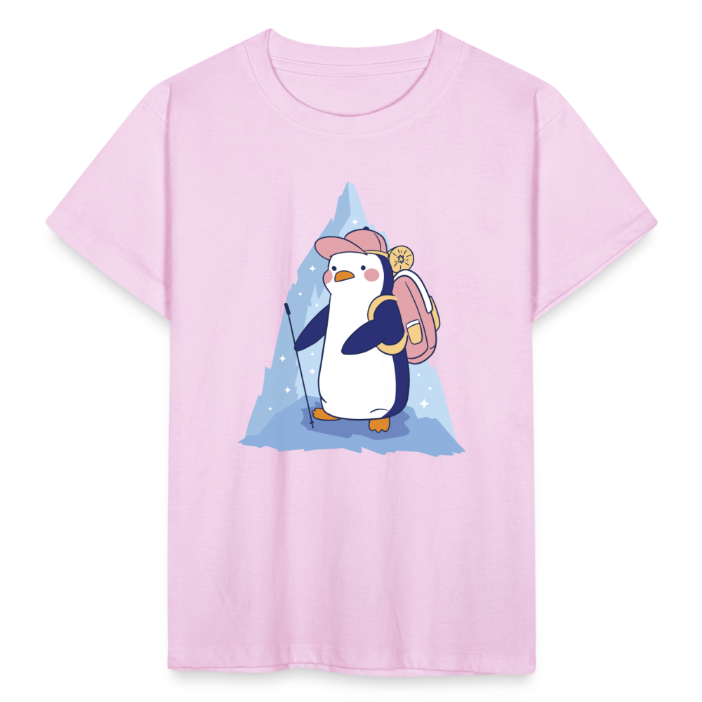 Kinder T-Shirt "Pinguin beim Wandern" - Hellrosa