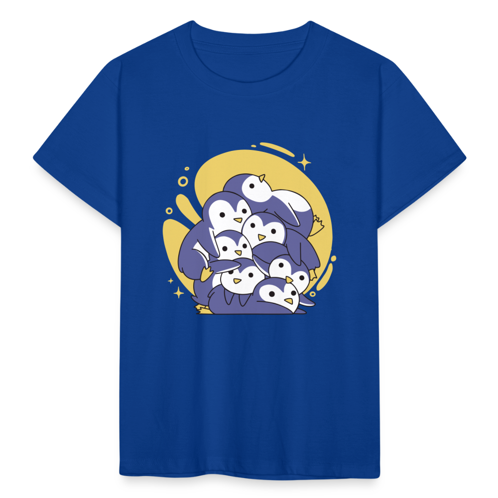 Kinder T-Shirt "Viele Pinguine" - Royalblau