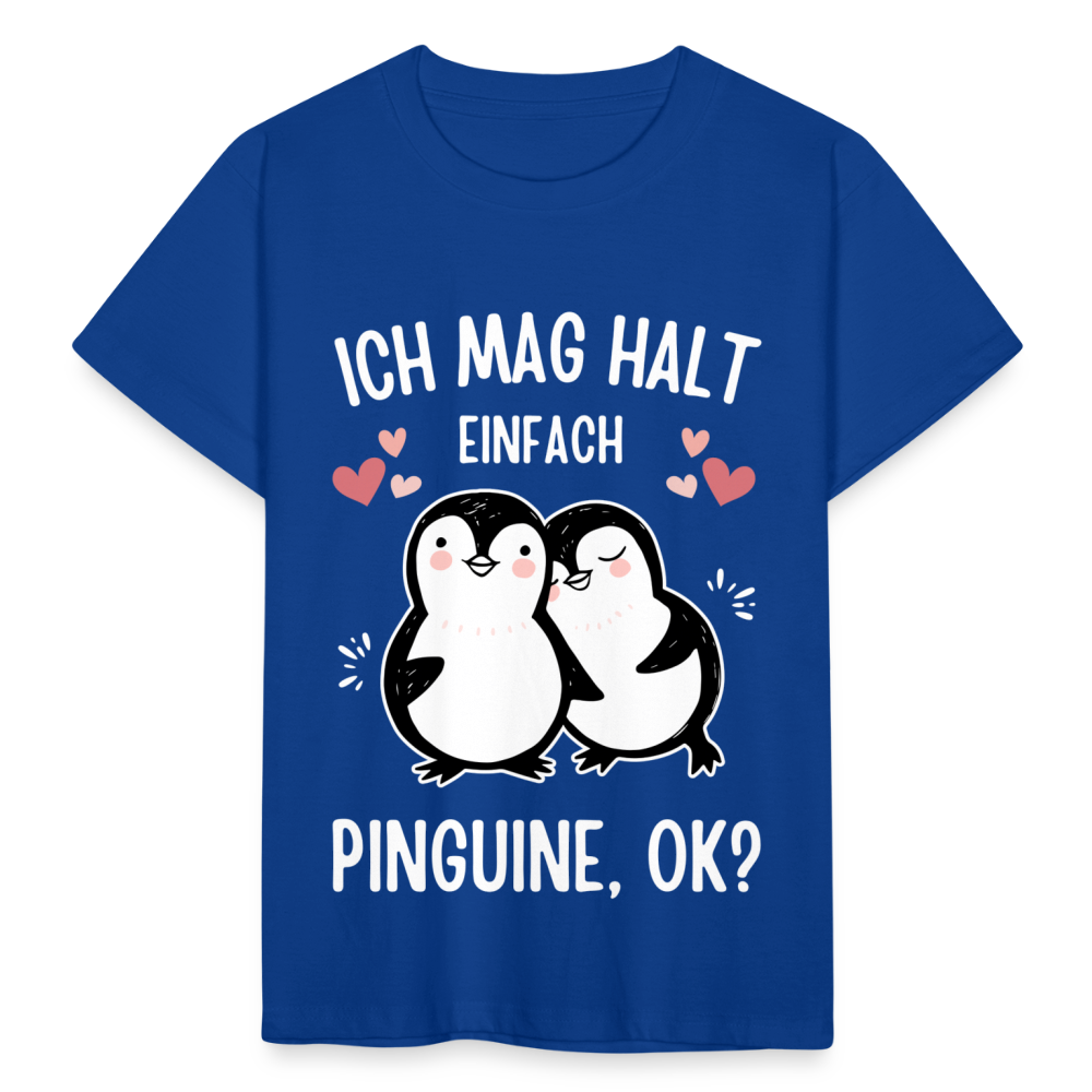 Kinder T-Shirt "Ich mag halt einfach Pinguine" - Royalblau