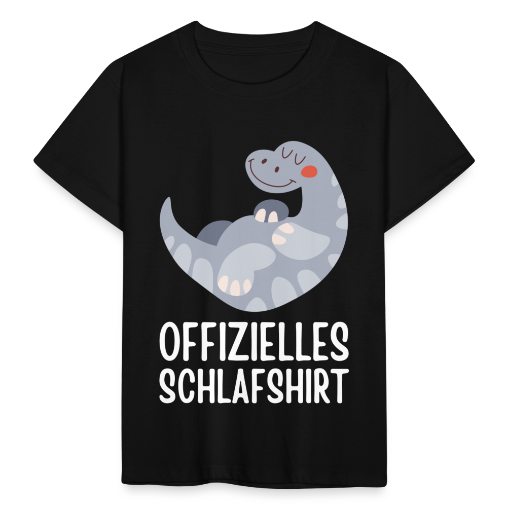 Kinder T-Shirt "Offizielles Schlafshirt" (Dinosaurier) - Schwarz