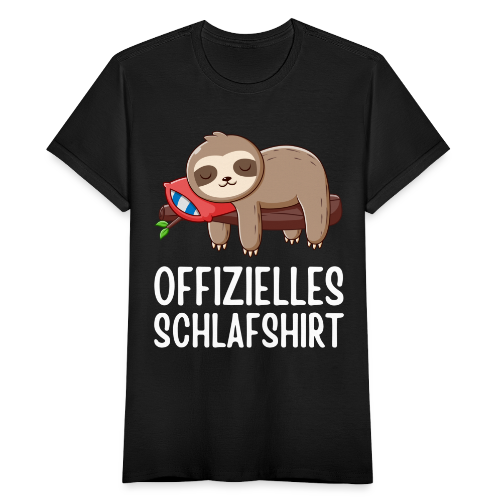 Frauen T-Shirt "Offizielles Schlafshirt" (Faultier) - Schwarz