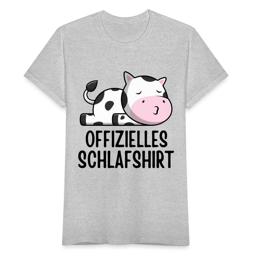 Frauen T-Shirt "Offizielles Schlafshirt" (Kuh) - Grau meliert