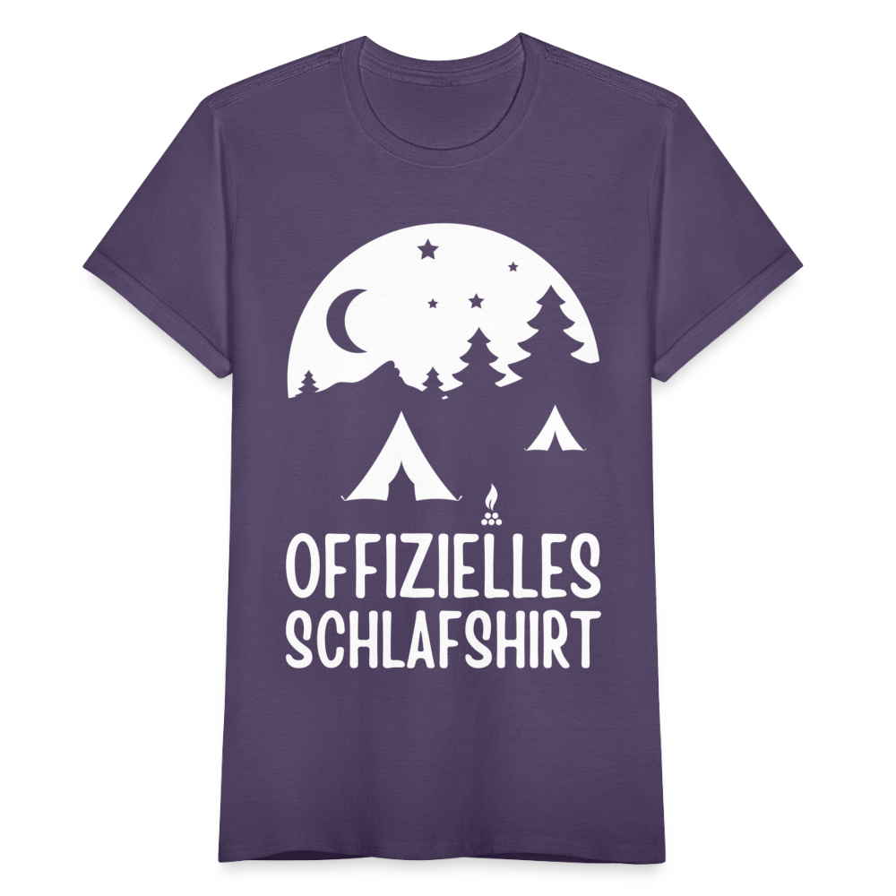 Frauen T-Shirt "Offizielles Schlafshirt" (Camping) - Dunkellila