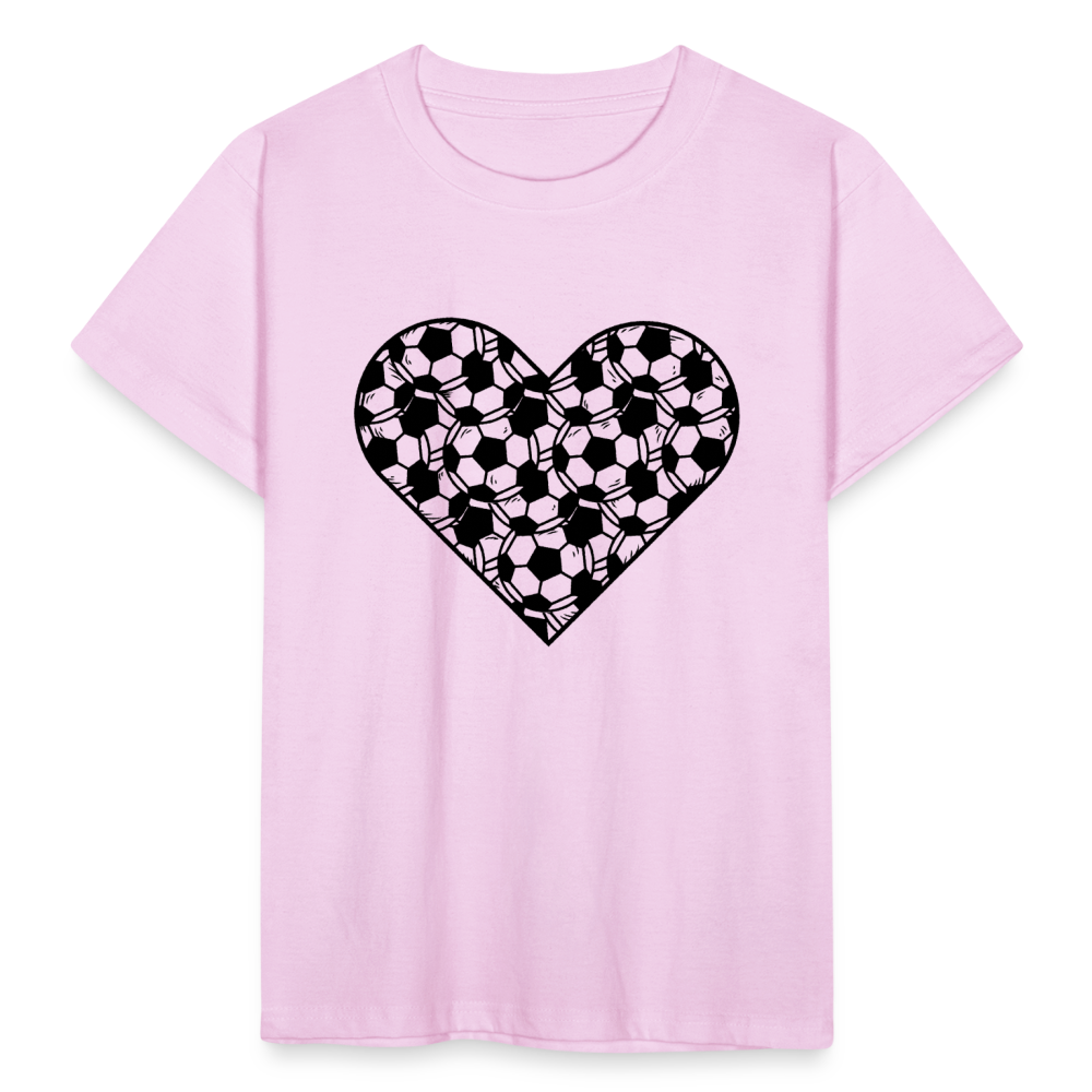 Kinder T-Shirt "Fußbälle im Herzdesign" - Hellrosa