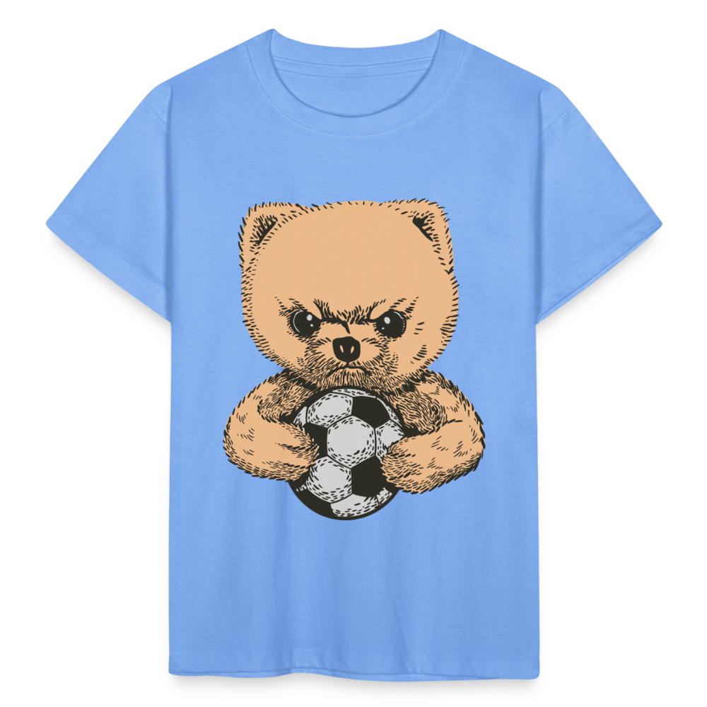 Kinder T-Shirt "Teddybär mit Fußball" - Himmelblau