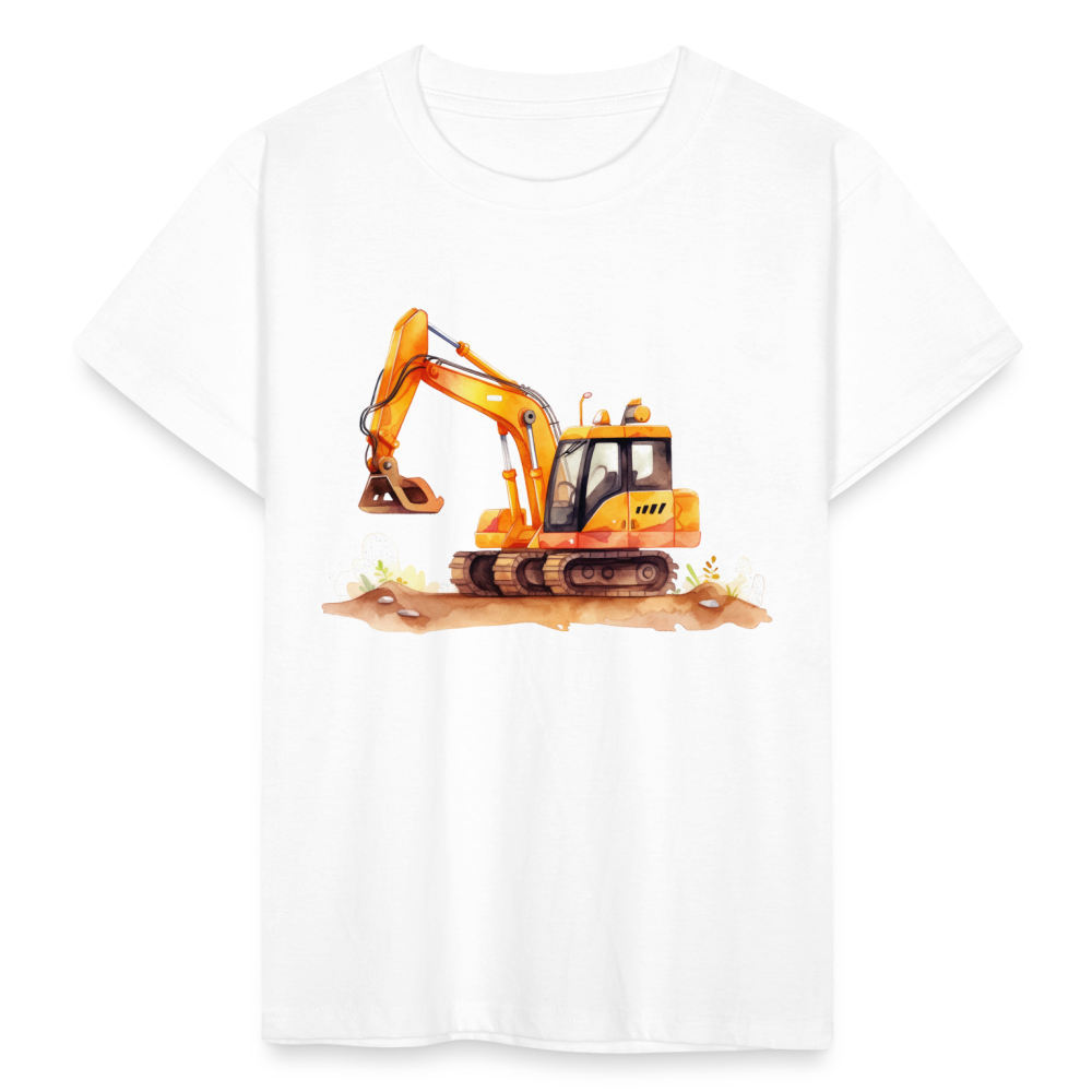 Kinder T-Shirt "Bagger im Wasserfarben-Stil" - weiß
