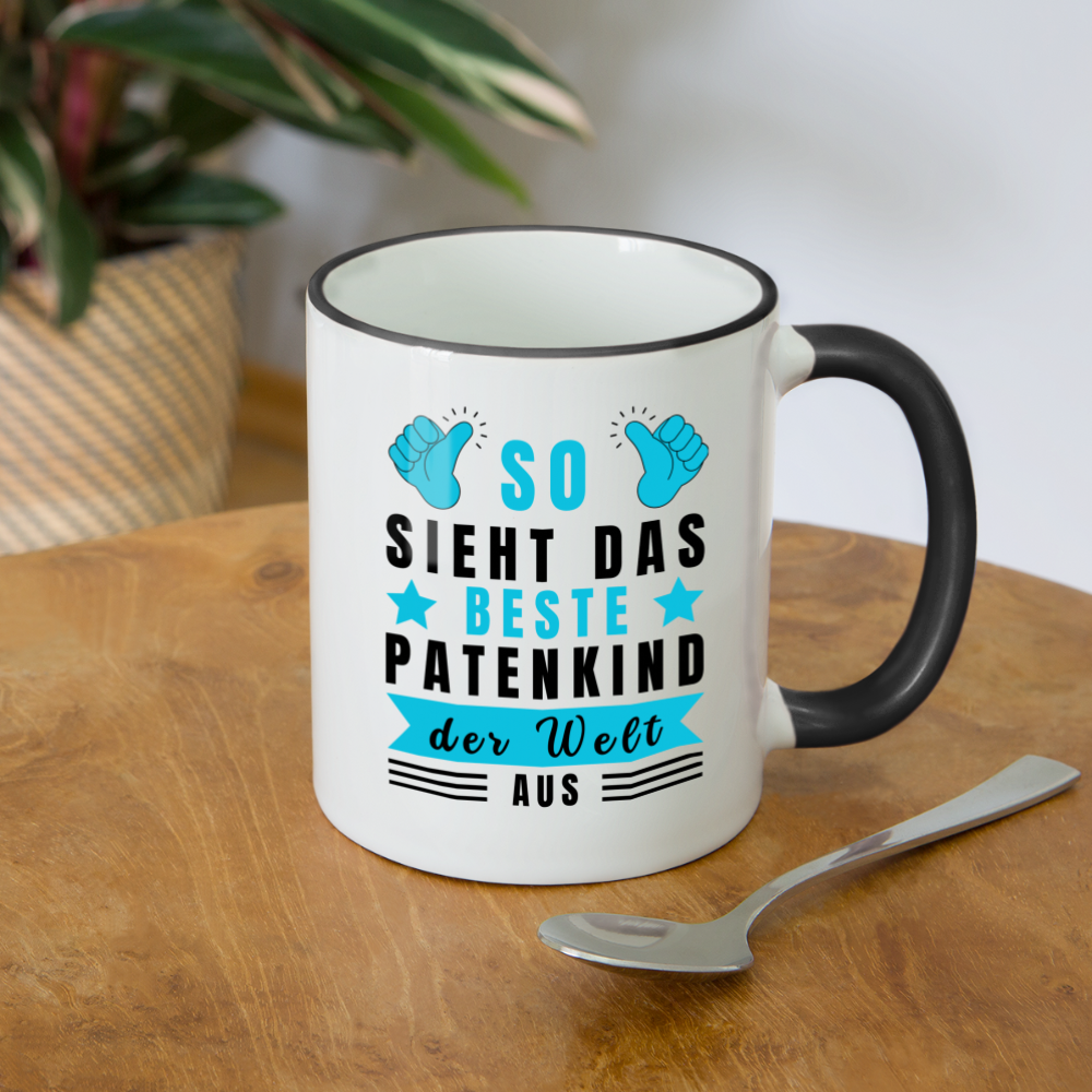 Tasse "So sieht das beste Patenkind der Welt aus" (Für Männer) - Weiß/Schwarz