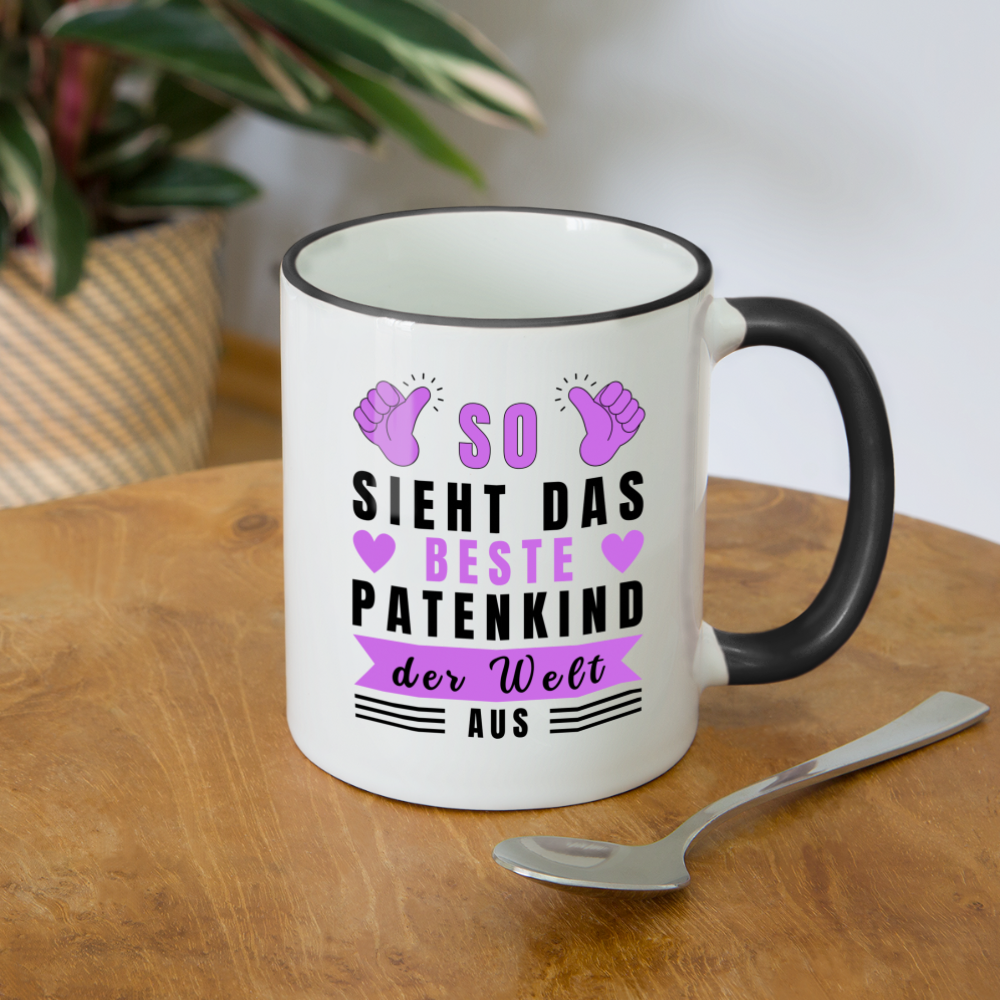 Tasse "So sieht das beste Patenkind der Welt aus" - Weiß/Schwarz
