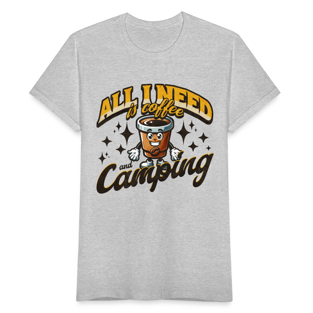 Frauen T-Shirt "All i need is coffee and camping" - Grau meliert