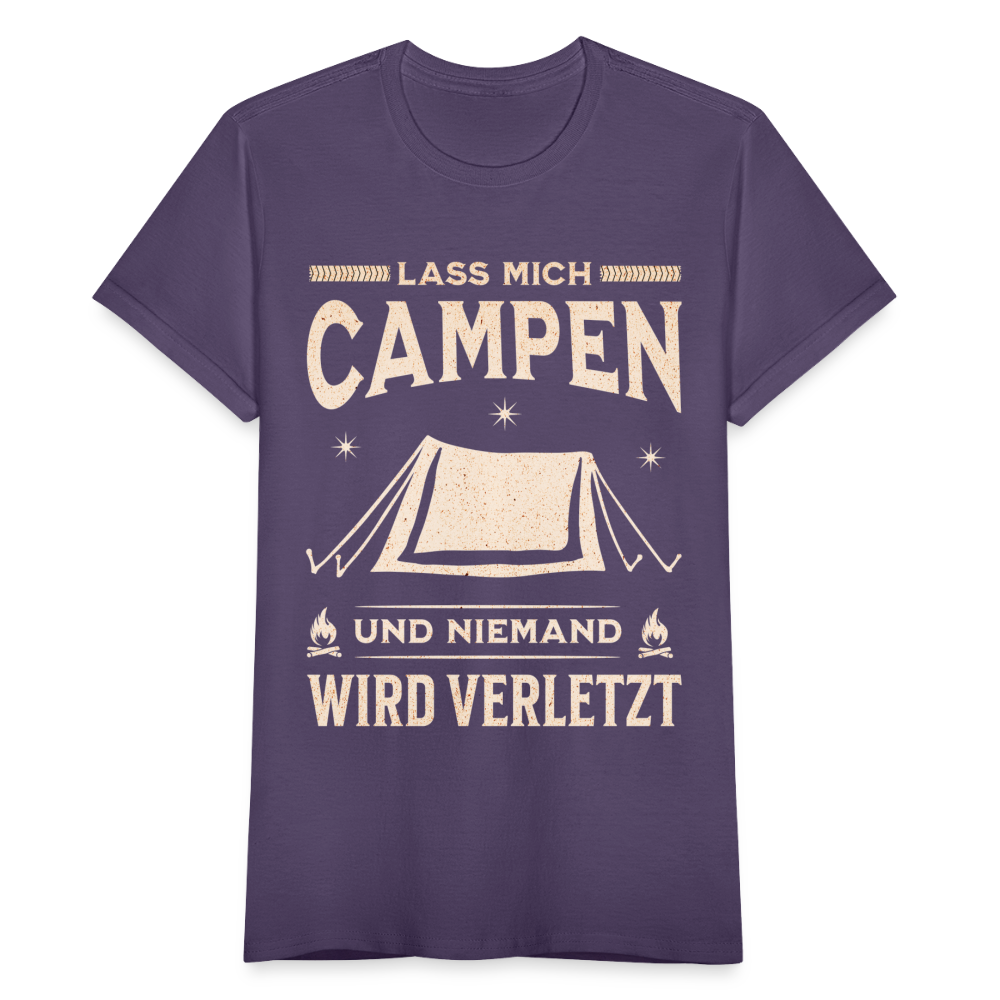 Frauen T-Shirt "Lass mich Campen und niemand wird verletzt" - Dunkellila