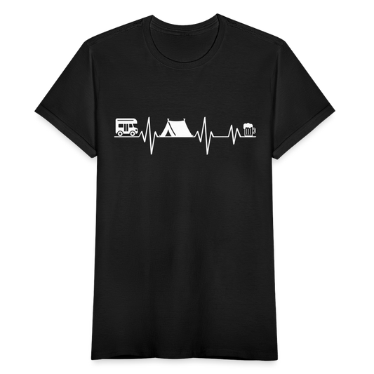 Frauen T-Shirt "Wohnwagen Zelt Bier" - Schwarz