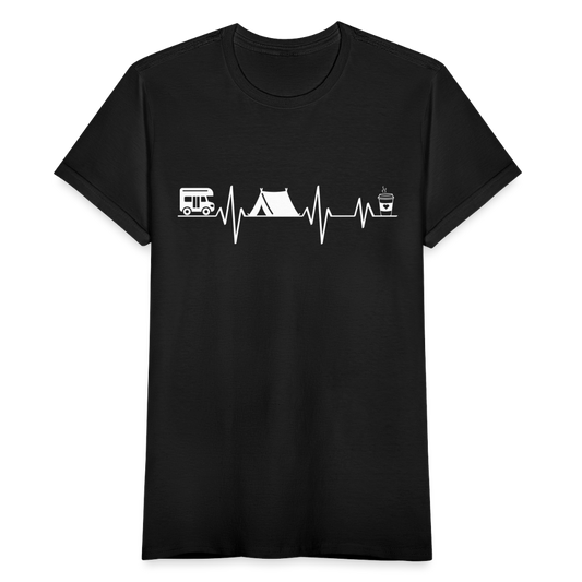 Frauen T-Shirt "Wohnwagen Camping Kaffee" - Schwarz