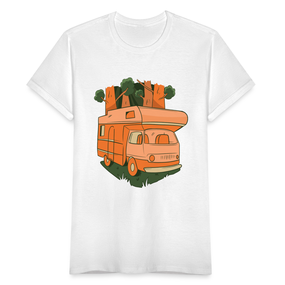 Frauen T-Shirt "Wohnmobil im Wald" - weiß