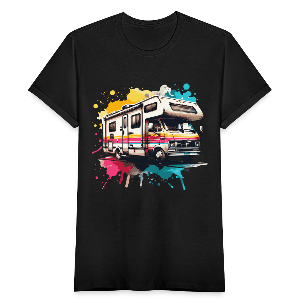 Frauen T-Shirt "Wohnmobil im Wasserfarben Style" - Schwarz