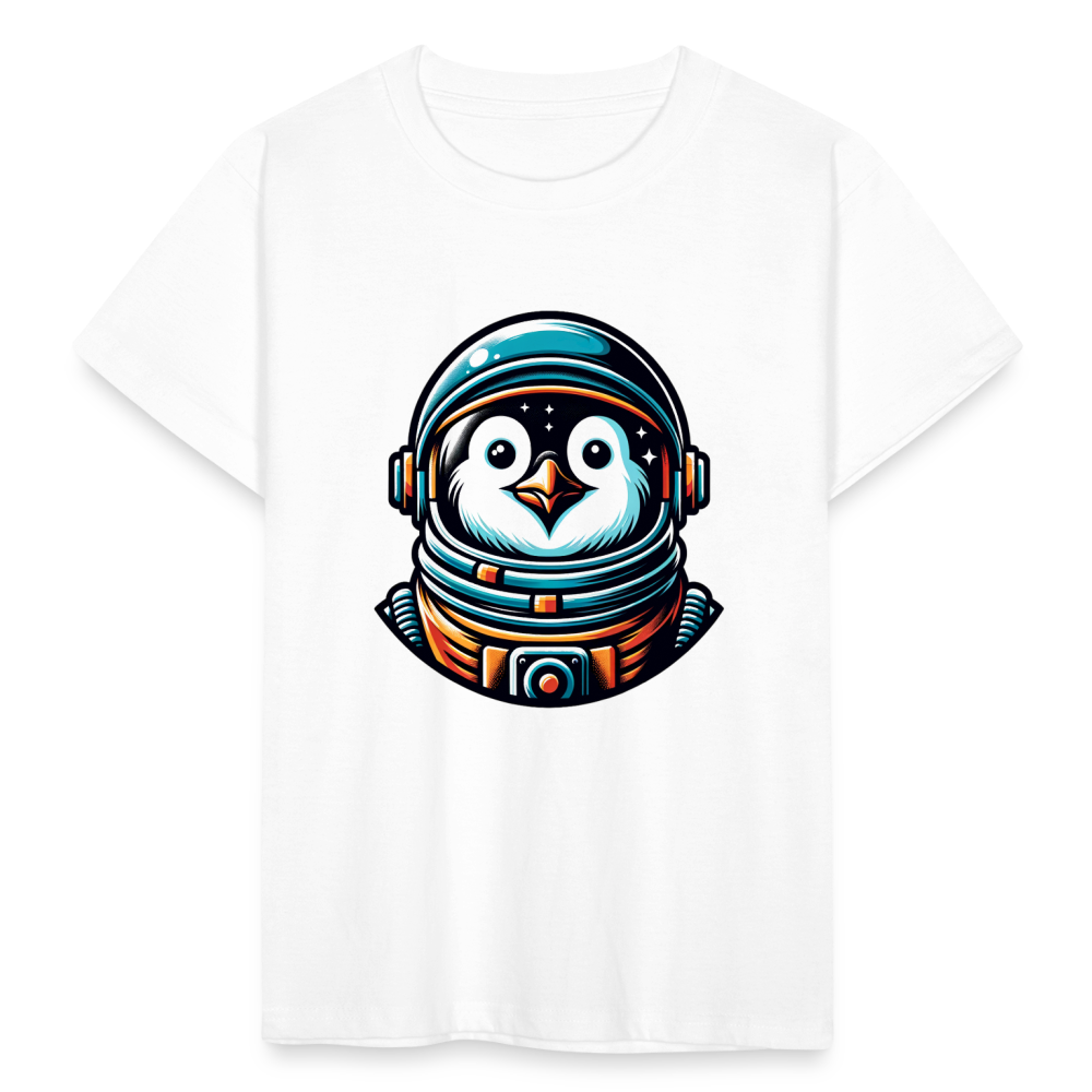 Kinder T-Shirt "Pinguin als Astronaut" - weiß