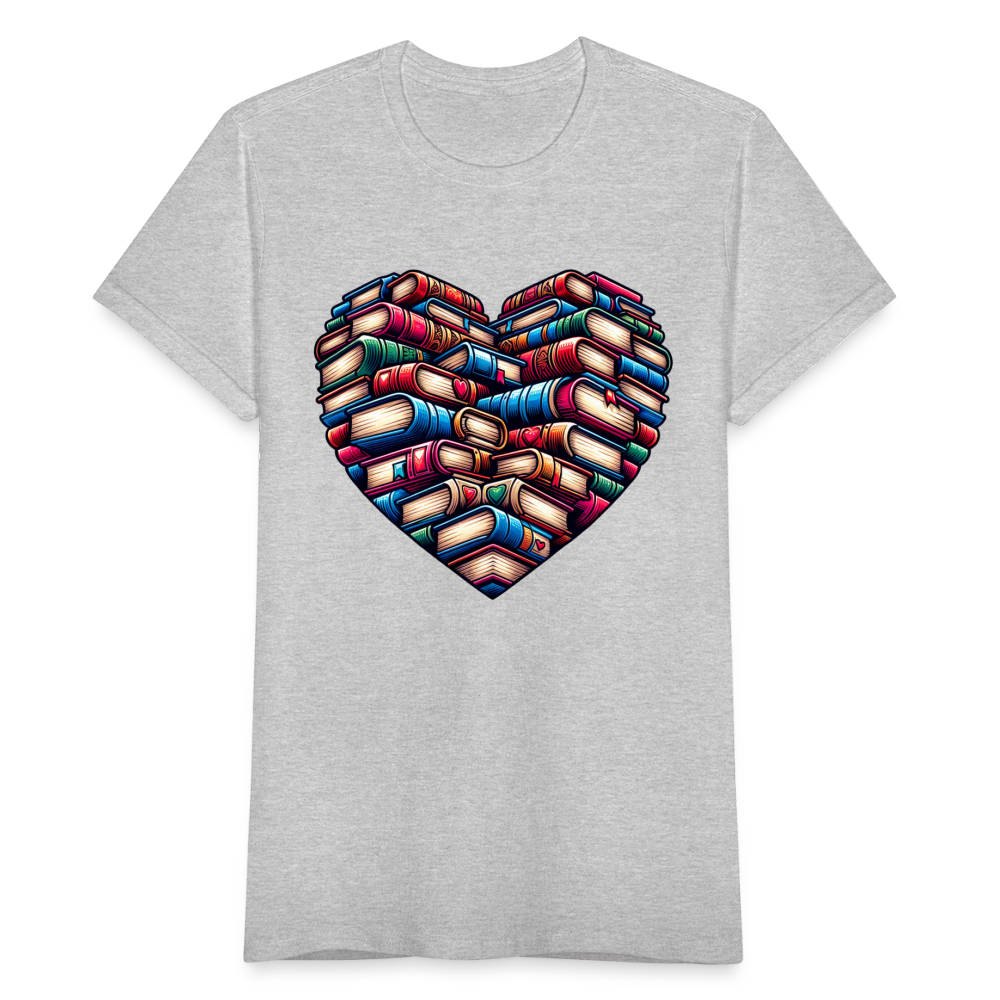 Frauen T-Shirt "Bücher bilden ein Herz" - Grau meliert