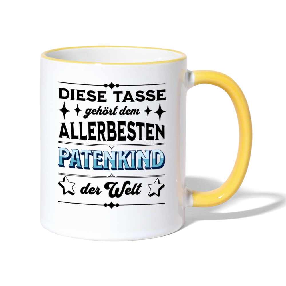 Tasse "Diese Tasse gehört dem allerbesten Patenkind der Welt" - Weiß/Gelb