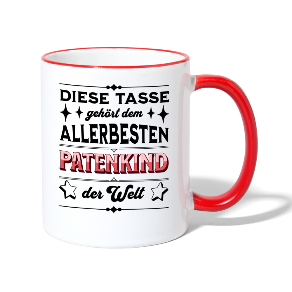 Tasse "Diese Tasse gehört dem besten Patenkind der Welt" - Weiß/Rot