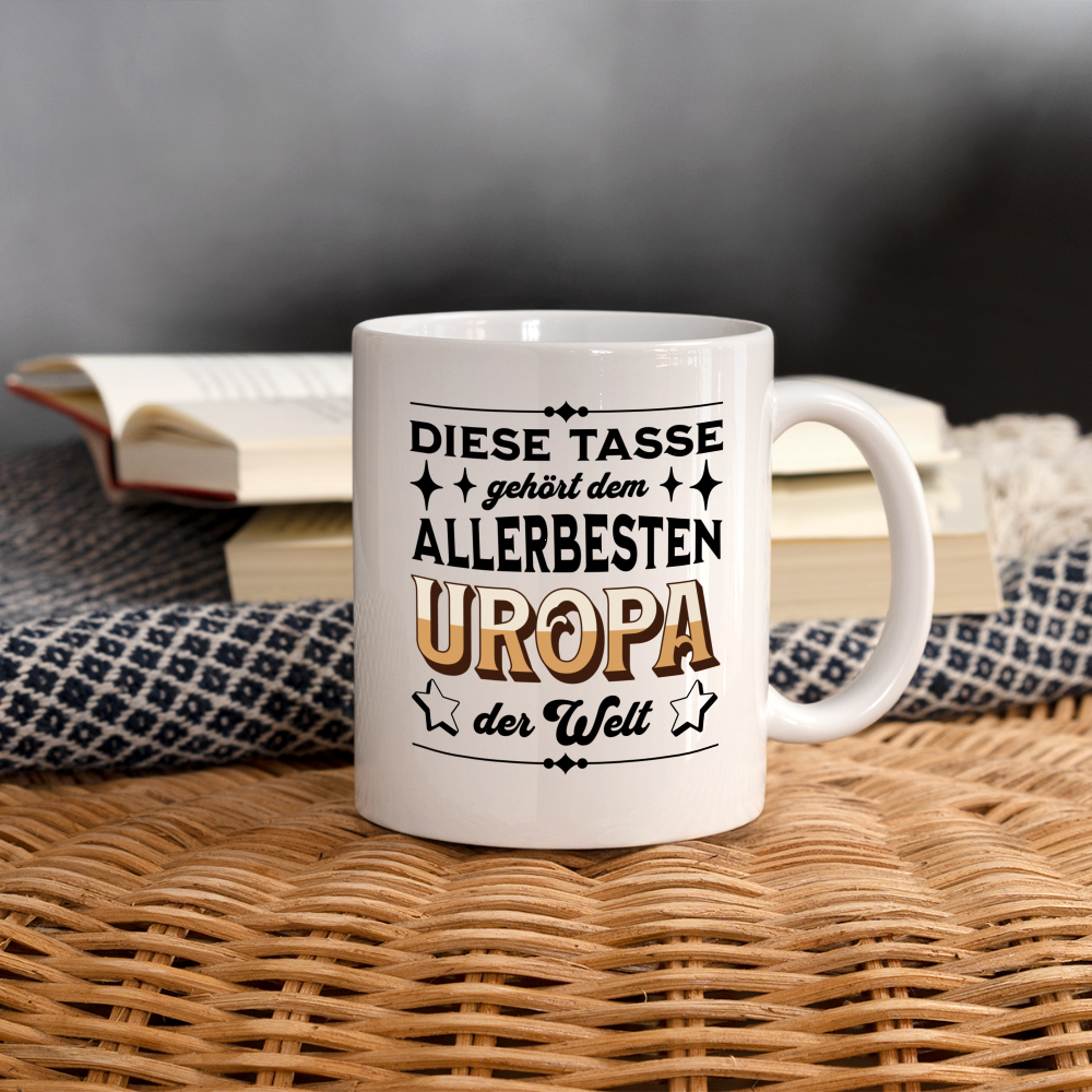Tasse "Diese Tasse gehört dem allerbesten Uropa der Welt" - weiß