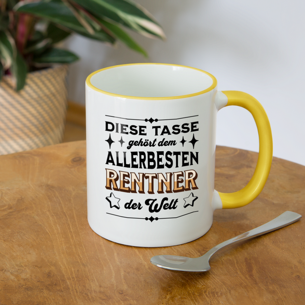 Tasse "Diese Tasse gehört dem allerbesten Rentner der Welt" - Weiß/Gelb