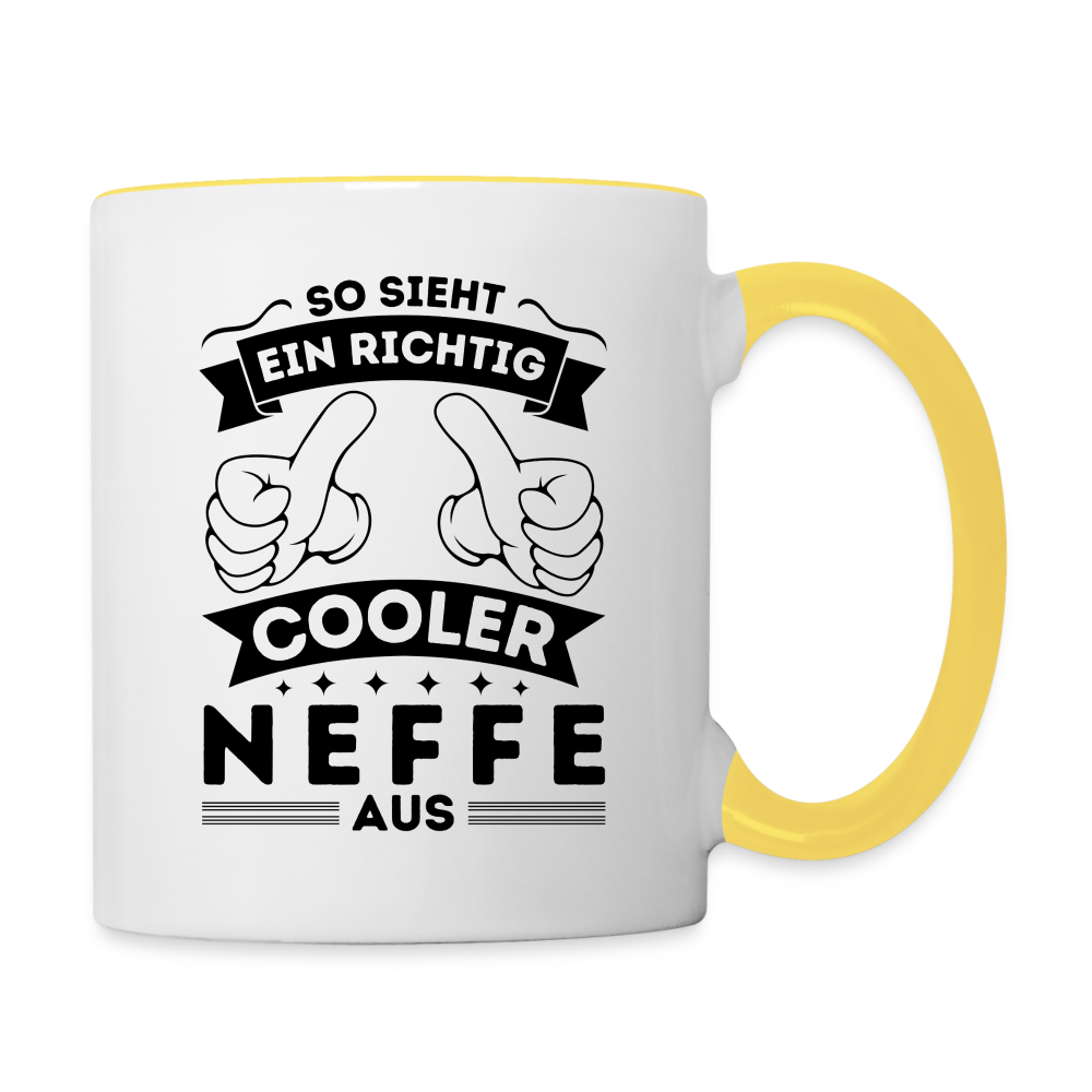 Tasse "So sieht ein richtig cooler Neffe aus" - Weiß/Gelb