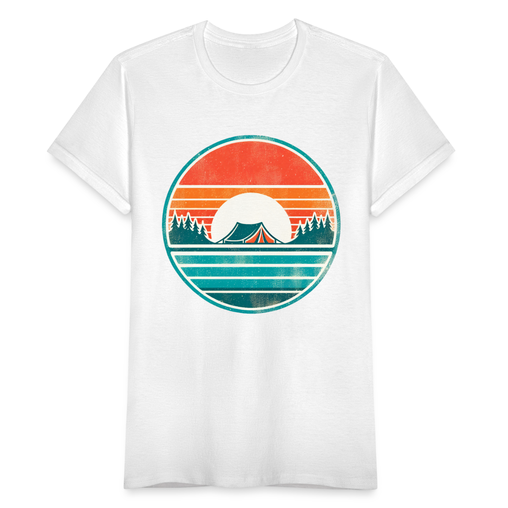 Frauen T-Shirt "Retro Campingplatz" - weiß