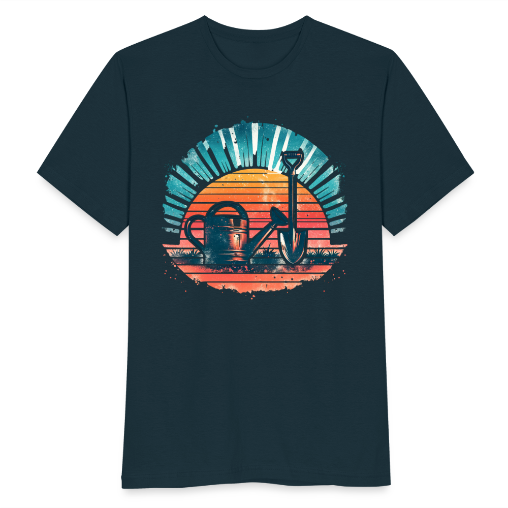 Männer T-Shirt "Garten Elemente im Retro Stil" - Navy