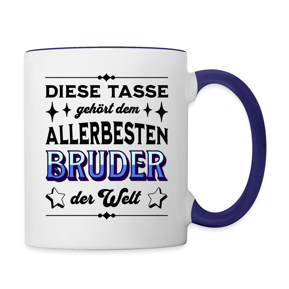 Tasse "Diese Tasse gehört dem allerbesten Bruder der Welt" - Weiß/Kobaltblau
