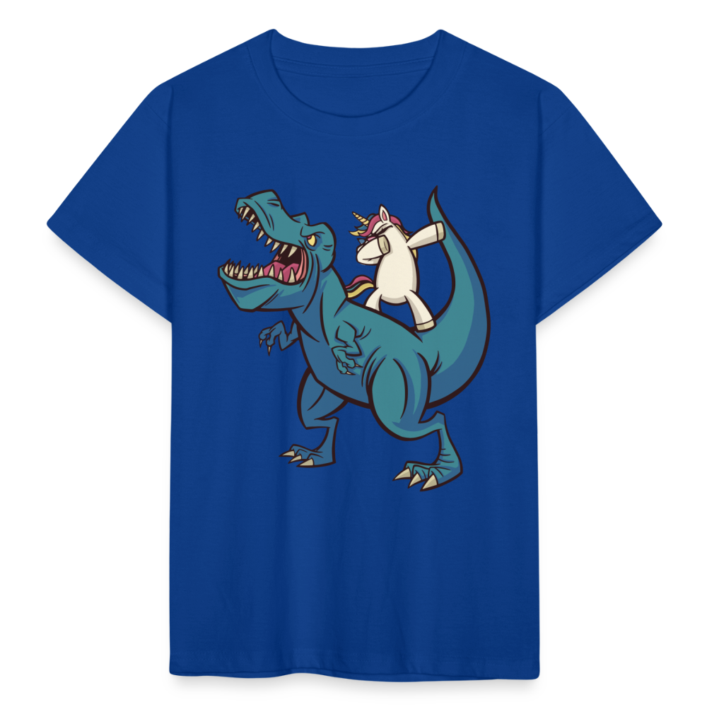 Kinder T-Shirt "Dinosaurier mit coolem Einhorn" - Royalblau