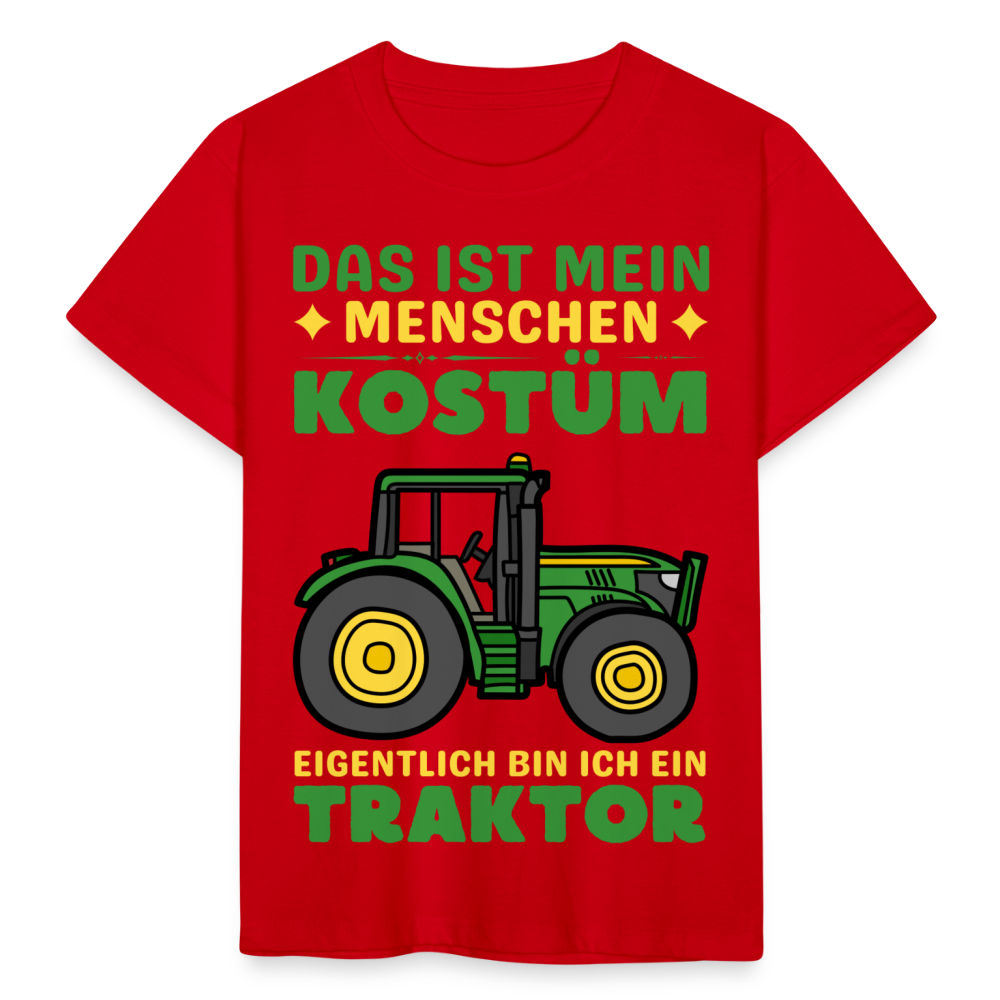 Kinder T-Shirt "Das ist mein Menschen Kostüm, eigentlich bin ich ein Traktor" - Rot