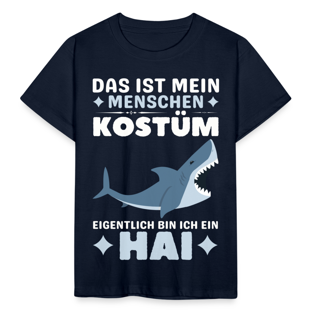 Kinder T-Shirt "Das ist mein Menschen Kostüm, eigentlich bin ich ein Hai" - Navy
