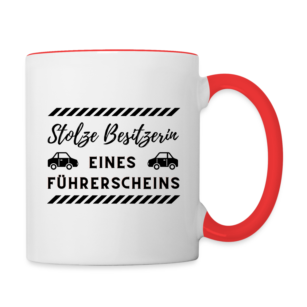 Tasse "Stolze Besitzerin eines Führerscheins" - Weiß/Rot