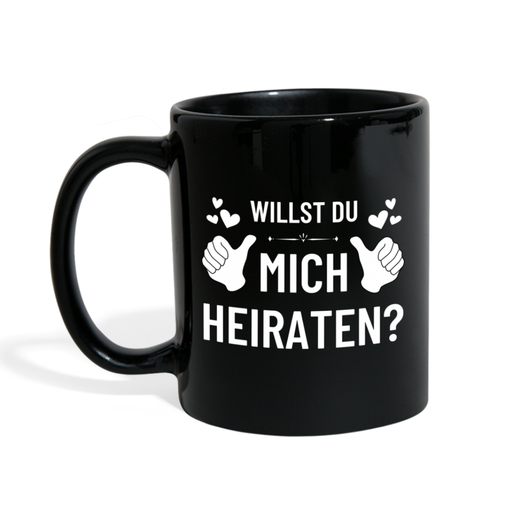 Tasse "Willst du mich heiraten?" (Daumen) - Schwarz